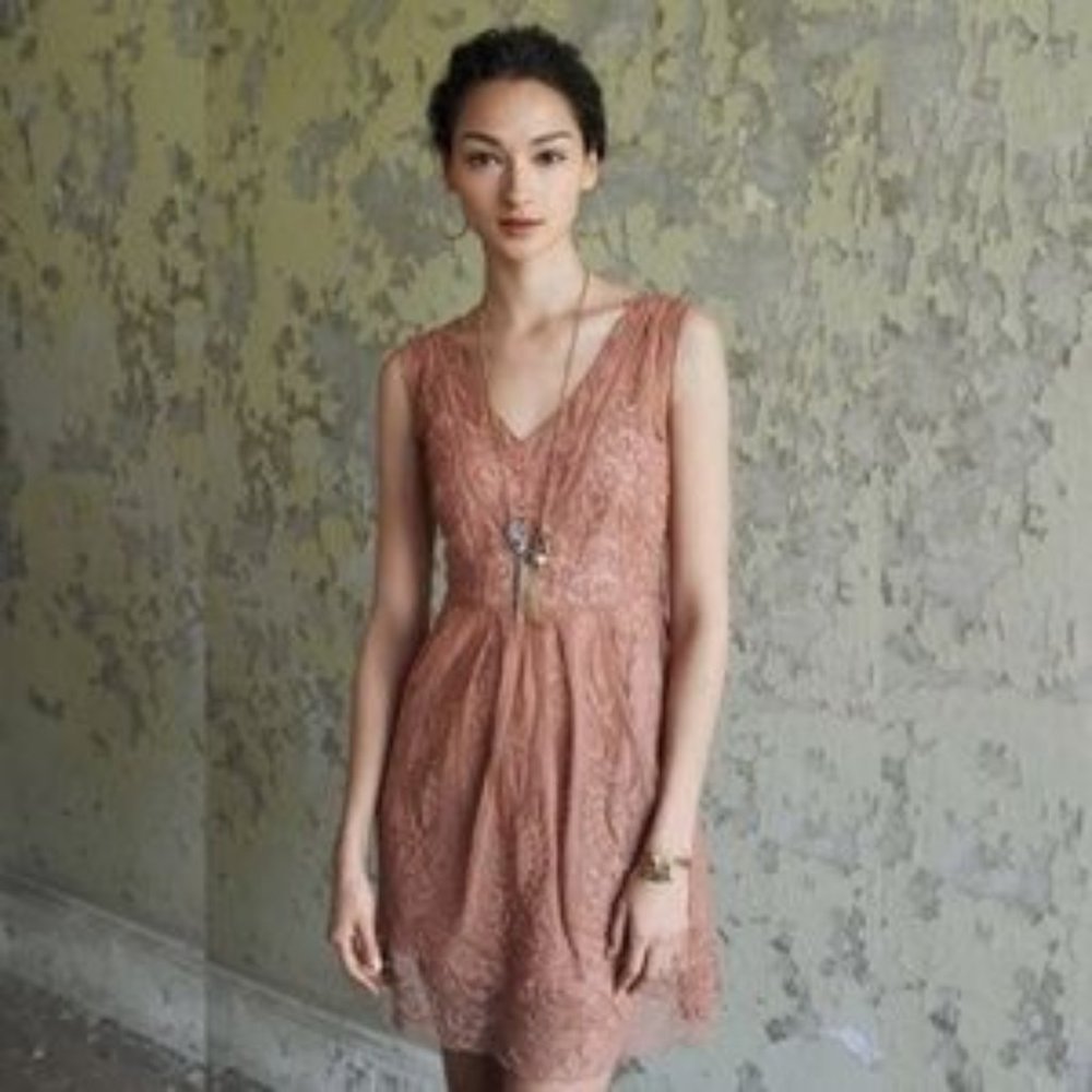 Yoana Baraschi at dusk blush lace dress